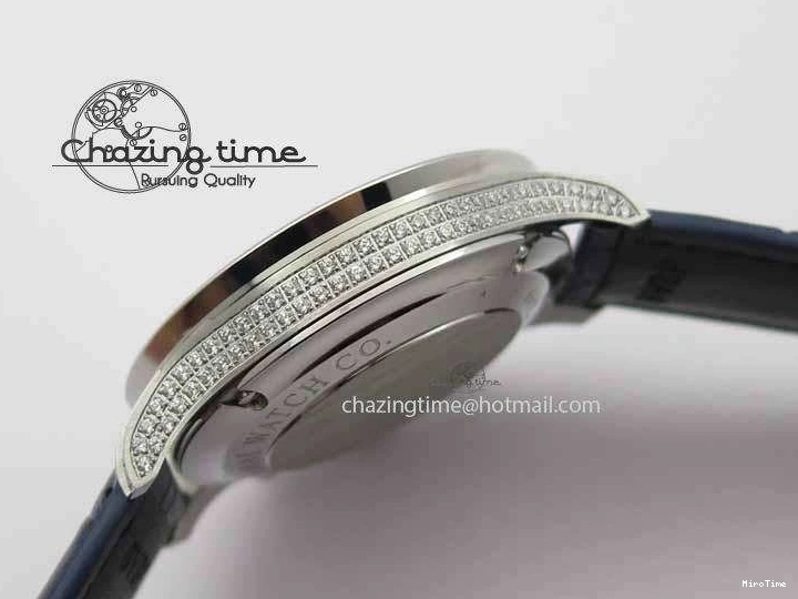 MIROTIME 0328 Portuguese IW3714 Diam ZF V2 1:1 Best Edition White Dial Blue Makers On Blue Leather Strap A79350 (Slim Movement) Stylish 7248